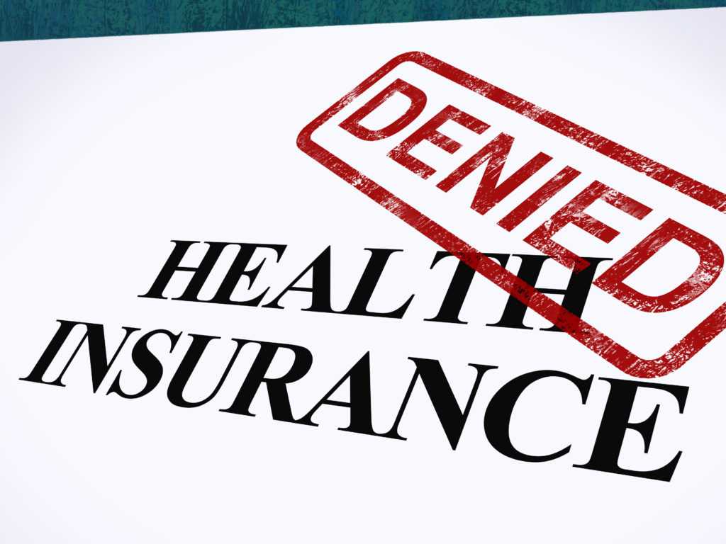 Health Insurance Denied Form Showing Unsuccessful Medical Claim