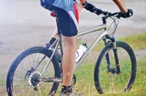 biker getting ready for a ride on the road